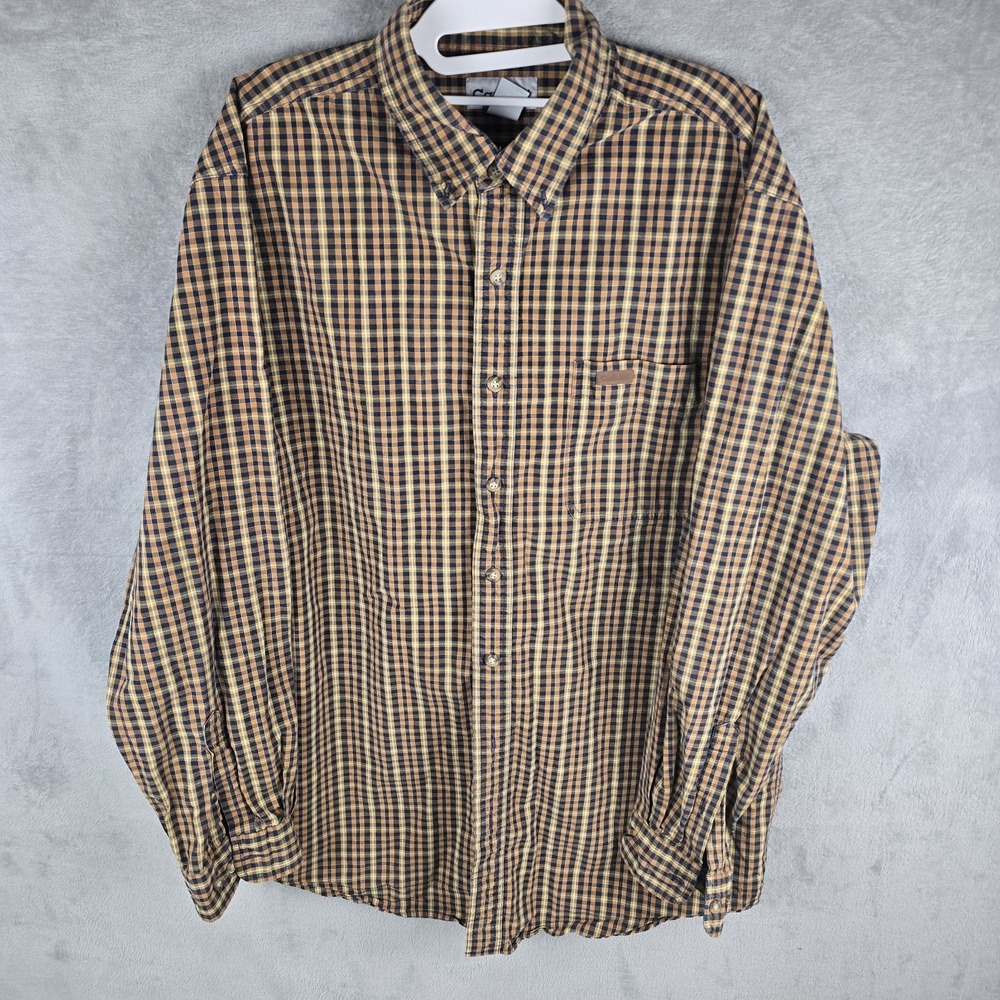 Carhartt Men's Size - LT Brown Plaid Long Sleeve Button Down Shirt  Large Tall
